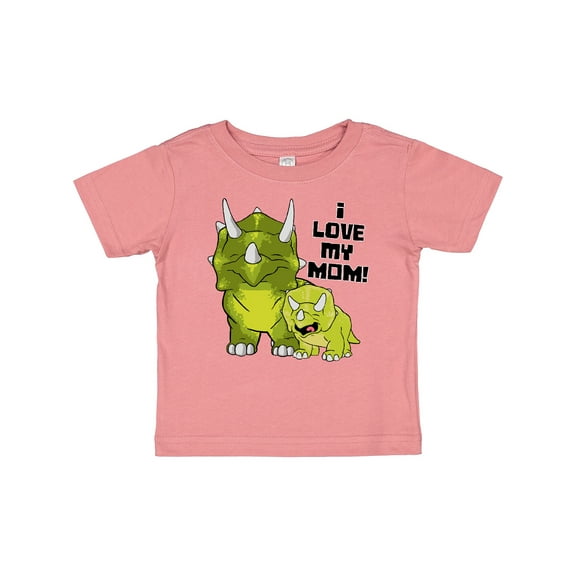 Inktastic I love my Mom with Baby and Mommy Triceratops Boys or Girls Baby T-Shirt