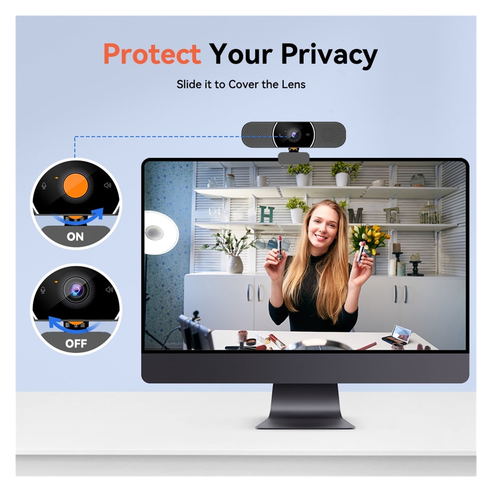 Webcam All-in-One 2K Webcam With AI Microphone Speaker Privacy Cover USB Computer Camera For Conferencing For Conferencing, Live Streaming, Recording ,HD Video