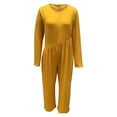thumbnail image 4 of GYUJNB Combinaison pour Femmes Combinaison Unie Col Rond avec Ceinture et Poches une Pièce pour Femmes, Bleu, TTG, 4 of 4