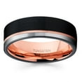 thumbnail image 2 of Rose Gold Tungsten Wedding Band Black Tungsten Ring 6mm Offset Groove Black Tungsten Ring Comfort Fit, 2 of 2