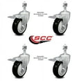 thumbnail image 2 of 4 Inch Black Polyurethane Swivel ½ Inch Stem Caster Set with Total Lock Brake, 2 of 2