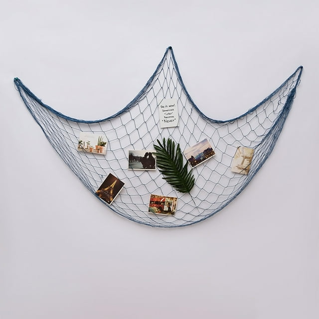 Coastal Decorative Fishing Net Beach Theme Wall Hanging for Photo Display, Machine Washable Party Decor for Balcony Cafe Bookshop