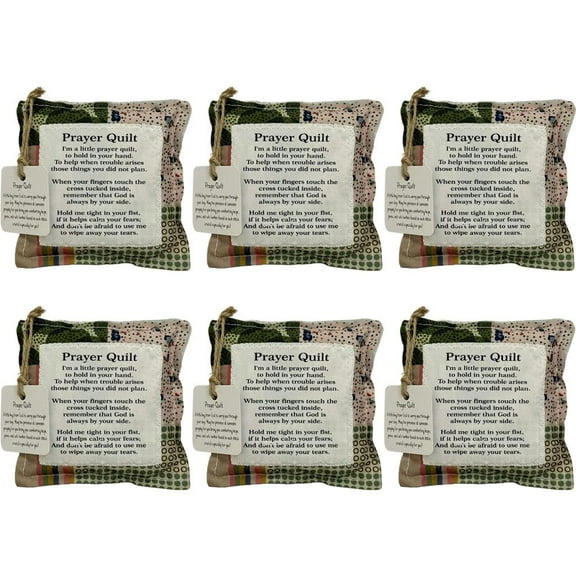 Patchwork Quilt, Mini Prayers Quil-t with Cross Inside, Handmade Prayer Quilts, Prayers Quilt Poem, Pocket Prayer-Quilts, Hand-Sewn Colorful Quil-t, Inspirational Patchwork Square Gifts