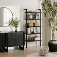 thumbnail image 2 of Nathan James Beacon Bohemian 5 Tier Bookshelf, Wall Mounted Bookcase, Solid Wood Bookshelf in Black Oak, 2 of 7