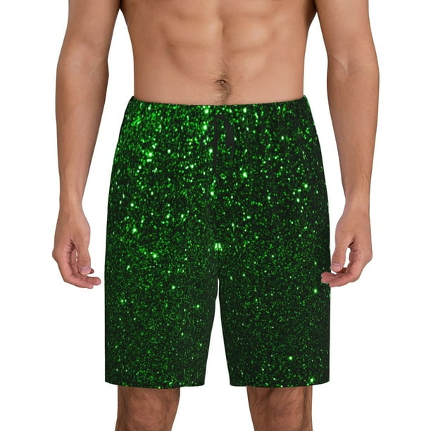 Fotbe Green Sparkling Pantalones Cortos de Pijama para Hombre, Ropa de Dormir, Pantalones de Pijama Cortos para Hombre-XX-Large