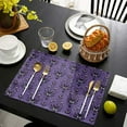 thumbnail image 4 of Placemats for Dining Table Set of 4, Halloween Haunted Mansion Design Table Mats Stain Resistant Heat Insulation Non-Slip Washable Table Decoration for Kitchen, Purple Black, 4 of 5