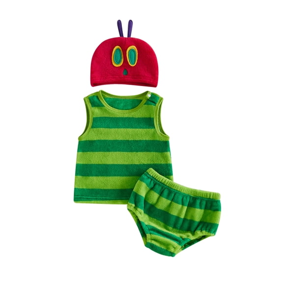 RUINIXCW Toddler Baby Boy Girl Halloween Caterpillar Costume Newborn Infant Baby Boy Fall Winter Clothes Sleeveless Striped Tank Top Shorts Hat Set