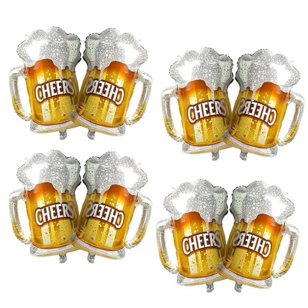 Juego de 8 globos en forma de jarra de cerveza con papel de aluminio para fiestas temáticas relacionadas con la cerveza