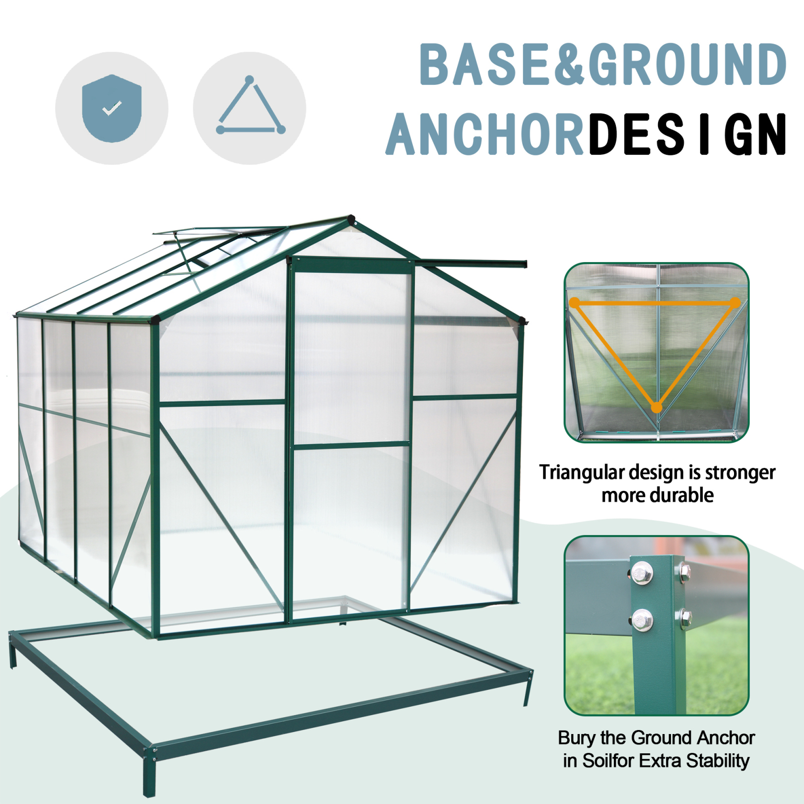 6x8 FT Greenhouse, 2 Vent Window with Door Walk-in Hobby Greenhouse Aluminum Hot House for Outdoor Garden Backyard,Greenhouse for Indoor, Plant Greenhouses, Portable Heavy Duty Garden Greenhouse