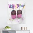 thumbnail image 1 of Birthday Tapestry, 3D Illustration of Chocolate Covered Cupcakes with Greetings Attached Celebration, Fabric Wall Hanging Decor for Bedroom Living Room Dorm, 5 Sizes, Multicolor, by Ambesonne, 1 of 1