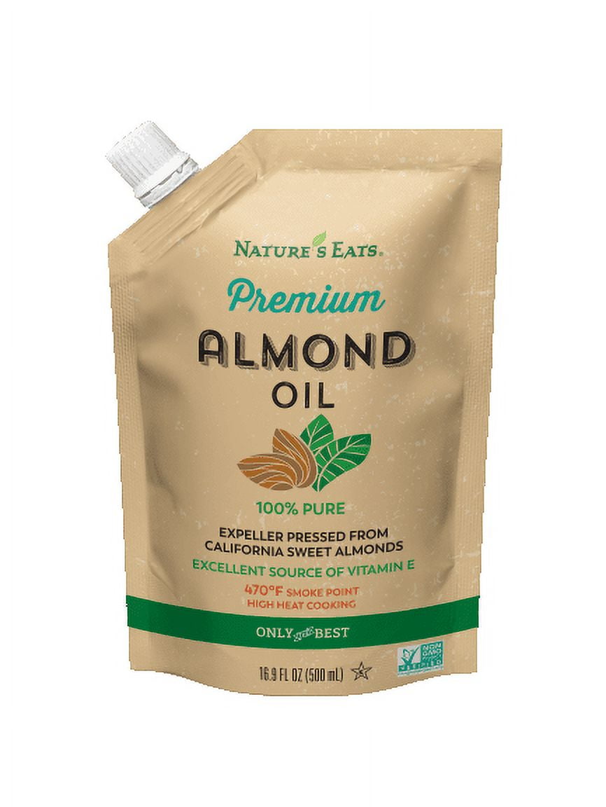 (3 pack) Nature’s Eats 100% Pure Almond Oil – High Smoke Point, Non-GMO, 16.9 fl oz