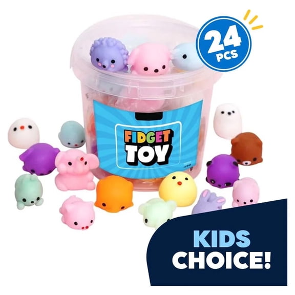 Squishy Fidget Toy Random 24pcs, Squishes Party Favors for Kids Mochi Squish Toy Moji, Mini Kawaii Mochi Stress Reliever Game for Christmas Stocking Stuffers fillers Easter Basket Top Stocking Stuffer