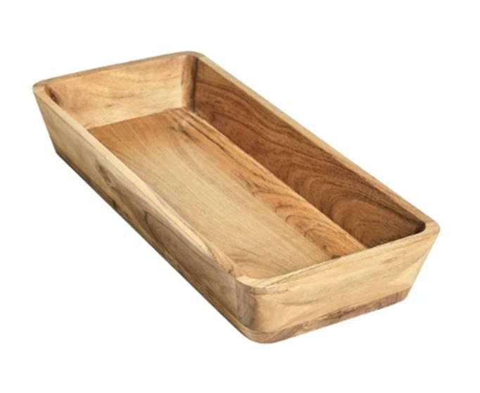 Better Homes & Gardens- Acacia Wood Oval Serving Bowl, Natural Finish Brown, Acacia Wood Oval Bowl