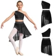 thumbnail image 4 of iiniim Girls Lyrical Dance Shiny Rhinestones Crop Top with Skirted Leotard 2-Piece Ballet Dance Outfits Black 10, 4 of 7