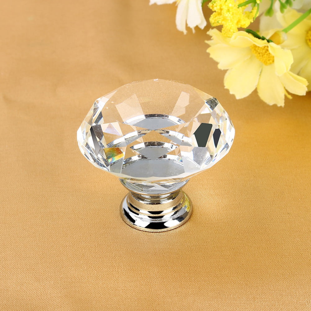 NFTIGB 16Pcs Crystal Glass Cabinet Knob Diamond Shape 40mm / 1.57 inch Drawer Cupboard Handle Pull