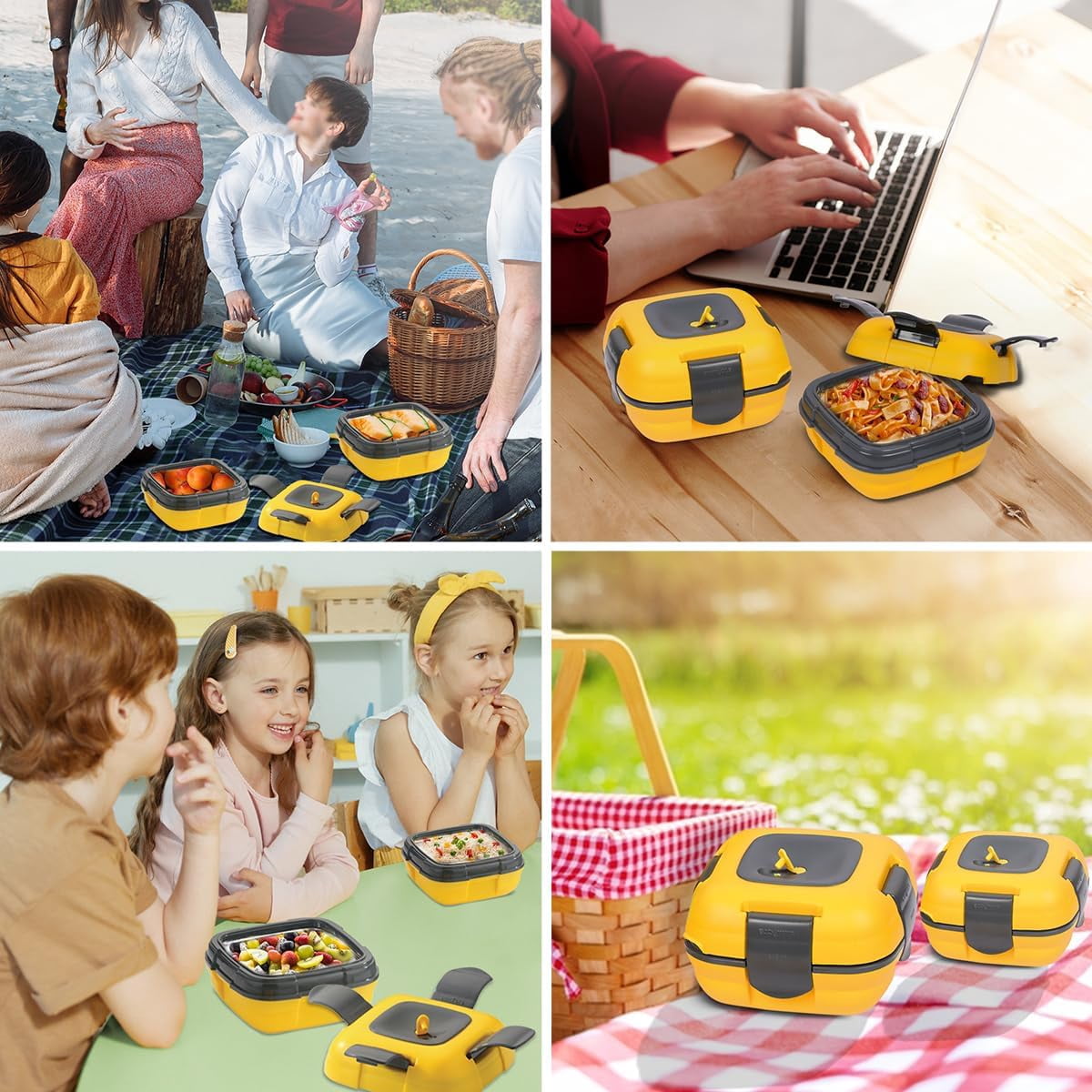 Pinnacle Thermoware 2-Pc Leak Proof Insulated Lunch Box Hot Food Container Set, Yellow