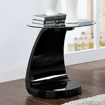 Furniture of America Maore Glass Top End Table, Black