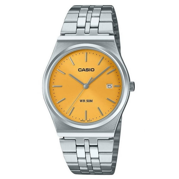 Casio Standard Analog Stainless Steel Yellow Dial Quartz MTP-B145D-9AV Unisex Watch