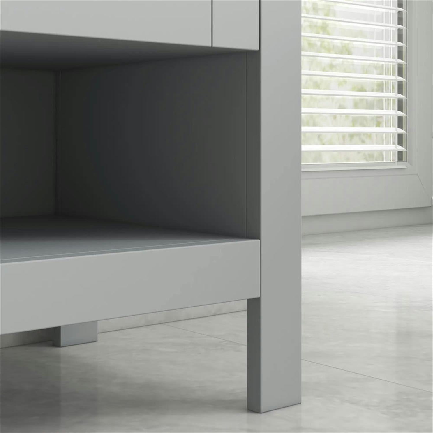 Demi Bonn 23" Bathroom Vanity with Open Bottom Shelf, U-Shape Cut-Out and Adjustable Shelf, Pedestal Sink 2-Door Cabinet, Under Sink Cabinet, Gray