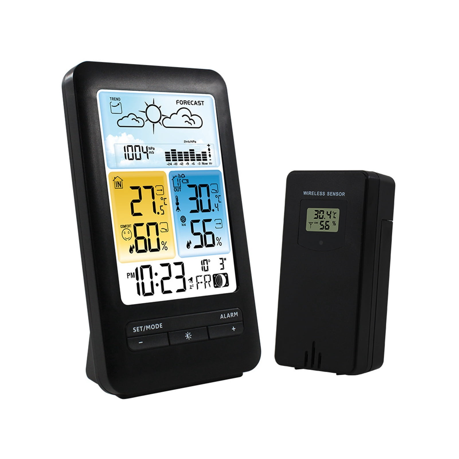 Weather Station LCD LED Screen Weather Clock Wireless Color Display Indoor Outdoor ,Easy to Operate