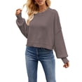thumbnail image 1 of Lucakuins Suéter de punto para mujer, manga larga, cuello redondo, sólido, suelto, suéter cálido para otoño invierno Lucakuins  moda, 1 of 3