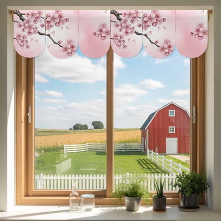 Spring Florals Door Banner Japanese Cherry Blossom Watercolor Flowers Pink Small Scalloped Hanging Banner for Door Hanging Flag Backdrop Decoration for Wall Window Party 3pcs 10 x 16 Inch