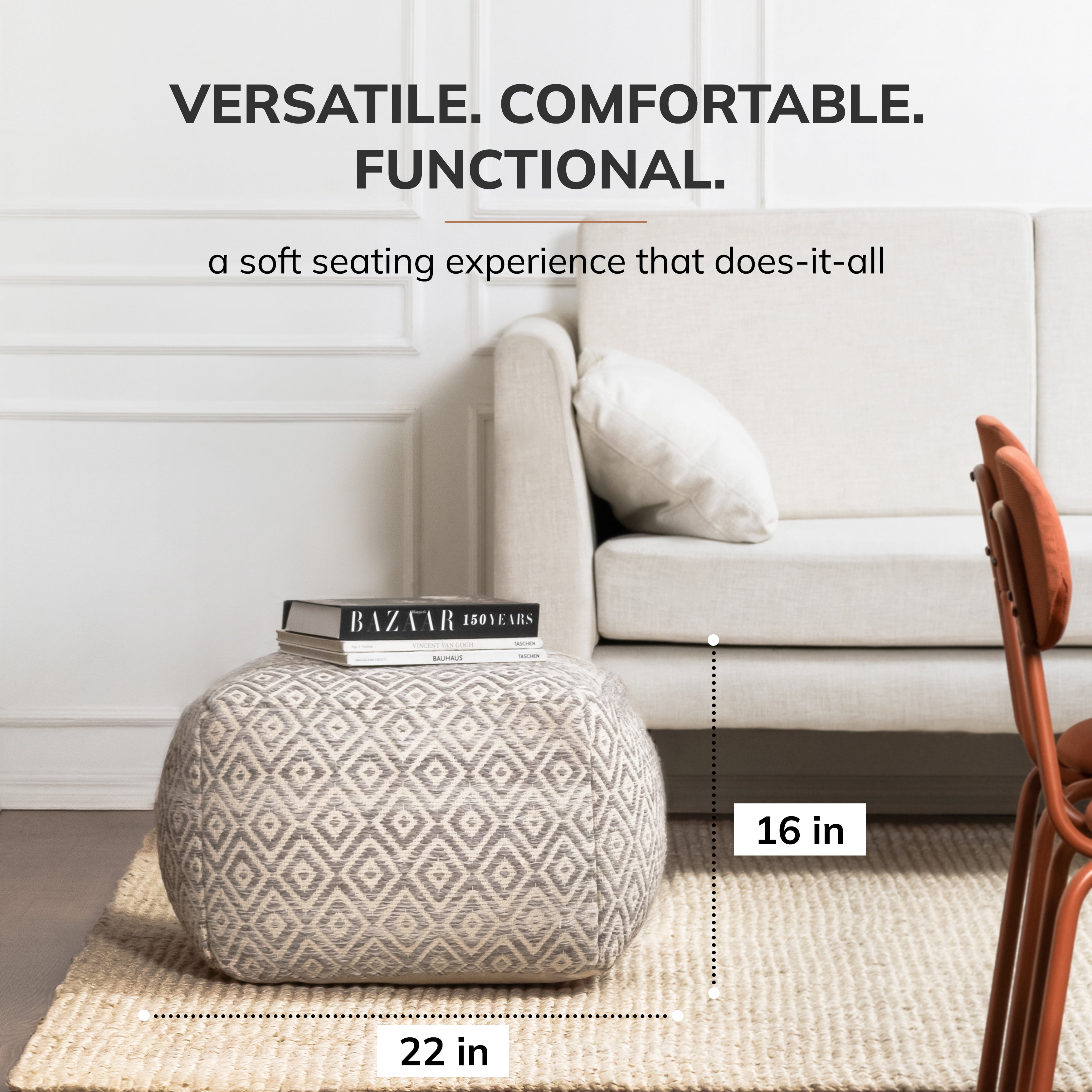 Anji Mountain Cube Geometric Woven Pouf