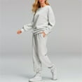 thumbnail image 4 of Women's 2 Piece Casual Sweatsuit Long Sleeve Pullover Sweatshirt Elastic Waist Sweatpants Loose Cozy Lounge Set Outfits, Gray, XXL, 4 of 6