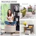 thumbnail image 6 of HOMCOM Round Linen-touch Fabric Storage Footstool Ottoman Button Tufted Footrest with Removable Lid, Beige, 6 of 9