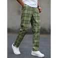 thumbnail image 5 of Xdegoge Plaid Dress Pants for Men Slim Fit Casual Trousers Flat Front Stretchy Chinos Checkered Vintage Bottoms Business Work Golf Party Classic Street, 5 of 9