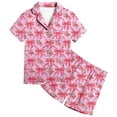 thumbnail image 1 of Ensemble de Pyjama en Satin pour Filles Confortable Deux Pièces avec Col Classique et Shorts Doux, 1 of 4