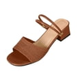 thumbnail image 2 of Samdudou Dress Shoes for Women Open Toe Slide Sandals Low Block Heel Two Strap Design Textured Wide Instep Band and Thin Metallic Accent Ankle Slip On Footwear, 2 of 9