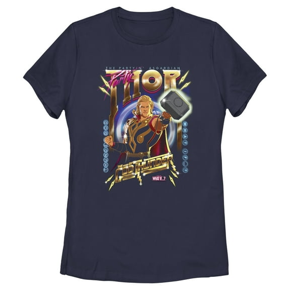 Women's Marvel What if…? God Of Thunder Graphic Tee Navy Blue X Large