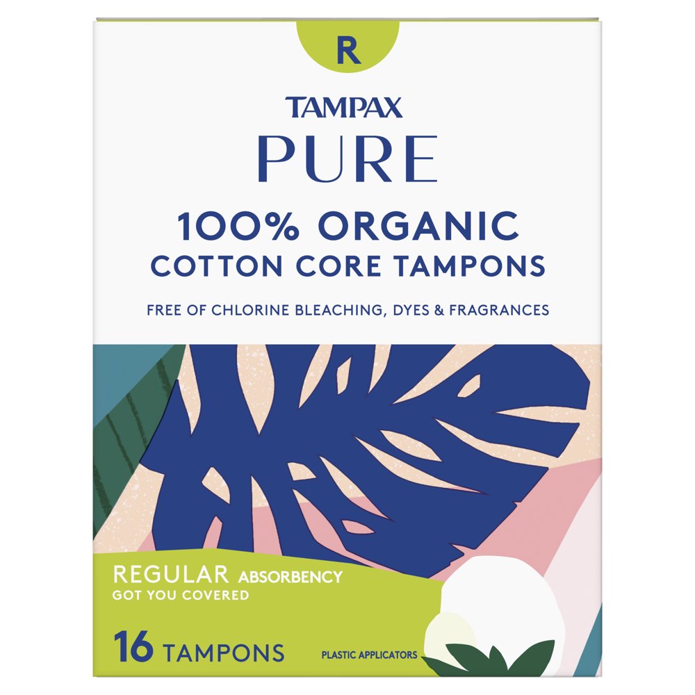 Tampax Pure Organic Regular Absorbency Tampons, Unscented, 16 ct