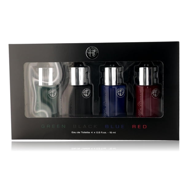 Set de regalo de perfume Alfa Romeo para hombre: verde, negro, azul y rojo