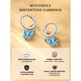 thumbnail image 4 of Bestyle Women 925 Sterling Silver Hoop Earrings Synthetic Topaz Butterfly Birthstone Earrings for Sensitive Ear Christmas Birthday Gifts, 4 of 9