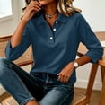 thumbnail image 5 of Garbnen Polo Shirts for Women Raglan Collared Henley 3/4 Sleeve Tops for Women Solid Color Casual Lightweight Trendy Business Women's Golf Shirt S, 5 of 7