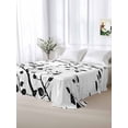thumbnail image 6 of Black Botanical Flat Sheets Only Full Size, Soft Breathable Bed Top Sheets for Mattress, Watercolor Summer Botanical Luxury Bedding Flat Sheets for Home Hotel Bedroom Bed Protection, 6 of 9