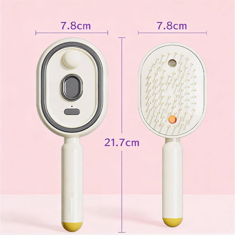 2026 New Electric Steam Brush for Hair, Hair Brush with Water Spray Easy to Clean, Red Light Air Cushion Mister for Both Long/Short Hairs Home Spa Cleaning Grooming Styling Detangling (Purple 1PC)