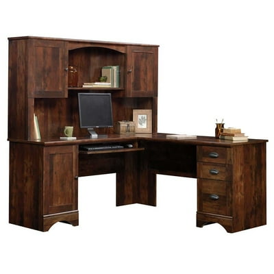 Sauder harbor view l shaped computer desk with hutch deals