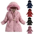 thumbnail image 5 of Mercatoo Girl's Fleece Lined Long Parka Puffer Coat Kids Winter Sherp𝐚 Thicken Ski Jacket Detachable Fu𝗿 Trim Hood Windbreaker, 5 of 5