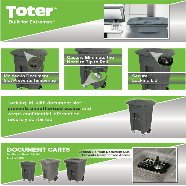 Toter 96 Gallon Document Trash Can, CDC96-00GST - CME Corp