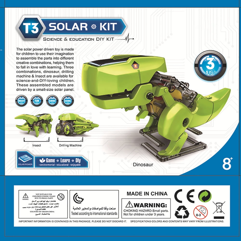 Details about   3 in 1 TOY ROBOT Educational Toys Solar Powered Dinosaur Kids DIY Building Block