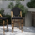 thumbnail image 6 of Merrick Lane Set of Two Stacking Bistro Style Counter Stools with Black Textilene Seat and Bamboo Finished Metal Frame for Indoor/Outdoor Use, 6 of 12