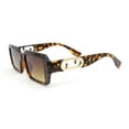 thumbnail image 3 of Womens Designer Luxury Narrow Rectangle Plastic Fashion Sunglasses Tortoise - Brown, 3 of 4