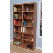 Concepts in Wood 12 Shelf Double Wide Wood Bookcase, 84 inch Tall - Oak Finish