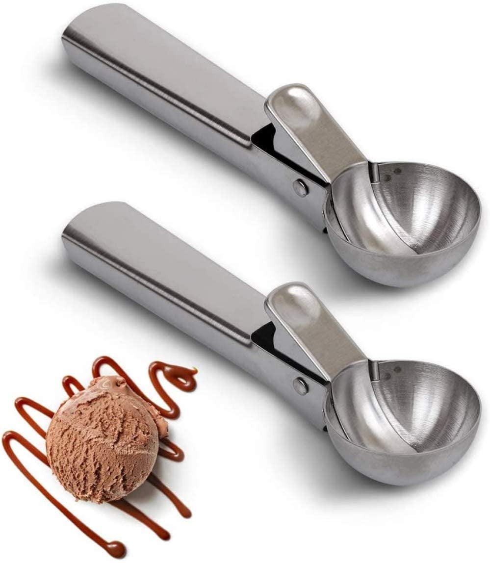 Ice Cream Scoop, 2 Packs Stainless Steel Ice Cream Scoop with Easy