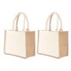 thumbnail image 1 of 2pcs Reusable Grocery Bags Breathable Eco Friendly Linen Shopping Bag Portable Durable Hand Bag for Market, 1 of 4