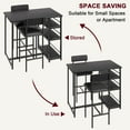 thumbnail image 6 of Dining Table Set for 2, Small Kitchen Table with 2 Upholstered Chairs, Compact Kitchen Table Set with 3-layer Side Storage Shelf for Small Space, Apartment, 6 of 7