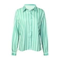 thumbnail image 5 of YDFCWXW Button Down Shirts for Women Striped Long Sleeve Dress Shirts Collared Office Work Blouses Button Up Tops Green, M, 5 of 5